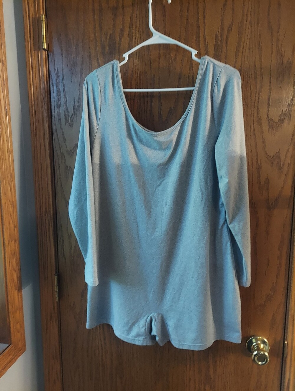 Heather Gray Long Sleeve Bodysuit Scoop Neck - 2XL